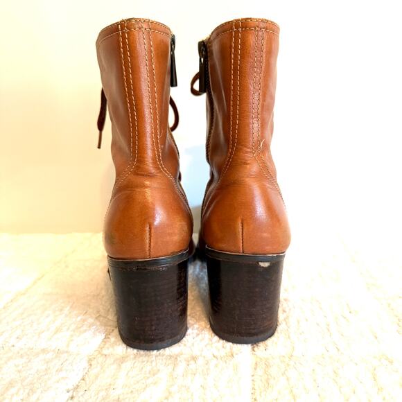 VTG Liz Claiborne Flex Brown Leather Ankle Boots Size 9 Y2K Boho Retro Romantic - Picture 2 of 15
